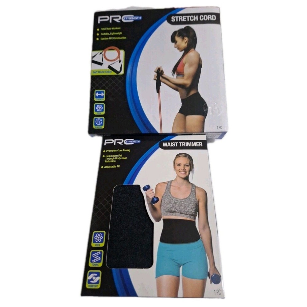 Pro Strength Waist Trimmer & Stretch Cord Set of 2 New Fitness Belt Trainer